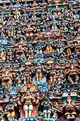 The great Chola temples of Tamil Nadu - the Sri Meenakshi-Sundareshwarar Temple of Madurai. The immense gopura gates of the outer walls. 